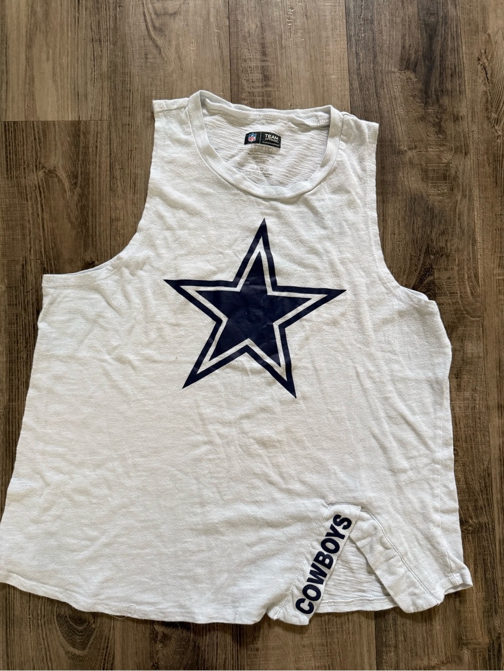 NFL White Tank Top with Navy Star and Cowboys Trim